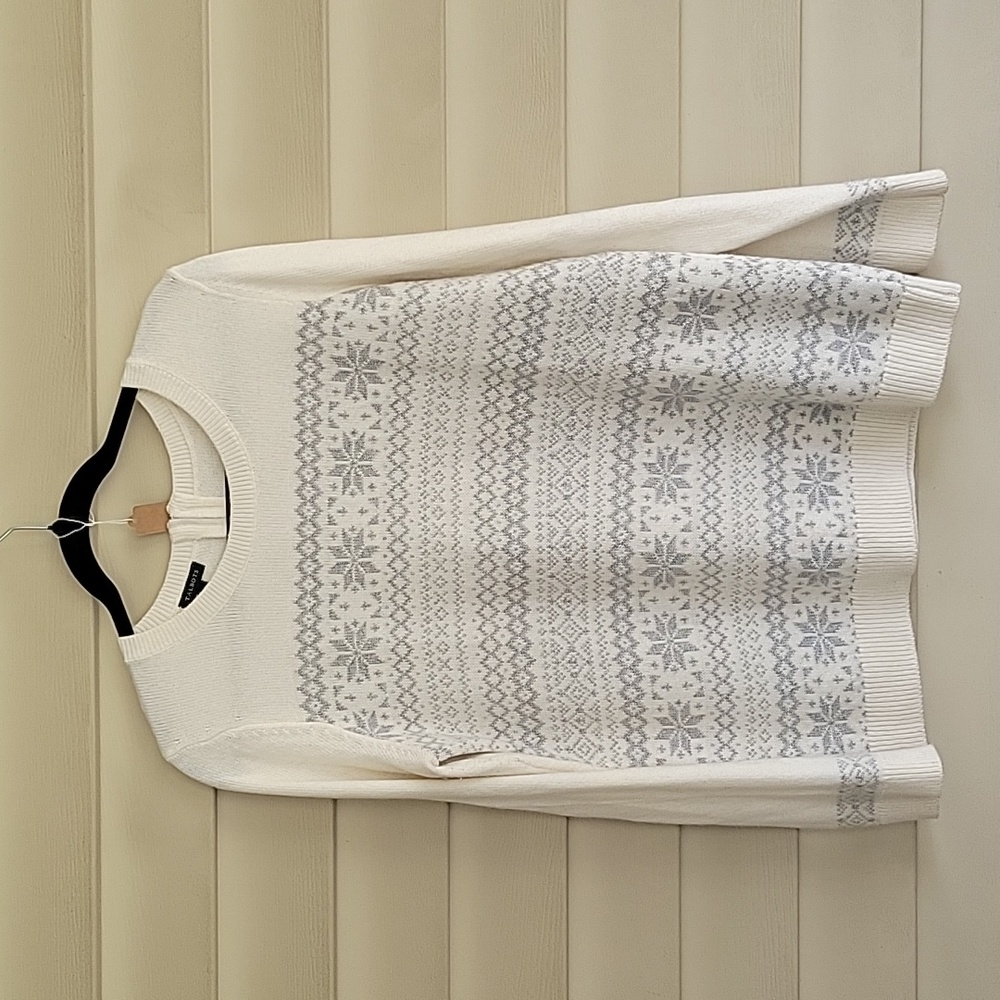 TALBOTS SWEATER LONG SLEEVE CREW NECK FAIR ISLE SNOWFLAKE SIZE MEDIUM
